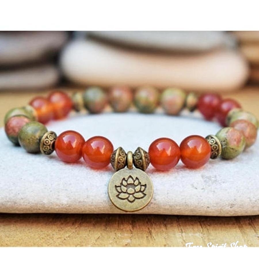 Natural Jasper & Carnelian Mala Bead Bracelets - Free Spirit Shop