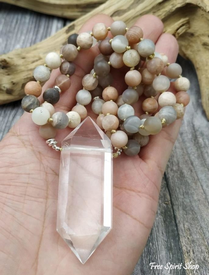 Natural Jasper & Clear Quartz Necklace - Free Spirit Shop