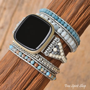 Natural King Jasper & Blue Beads Fitbit Watch Band - Free Spirit Shop