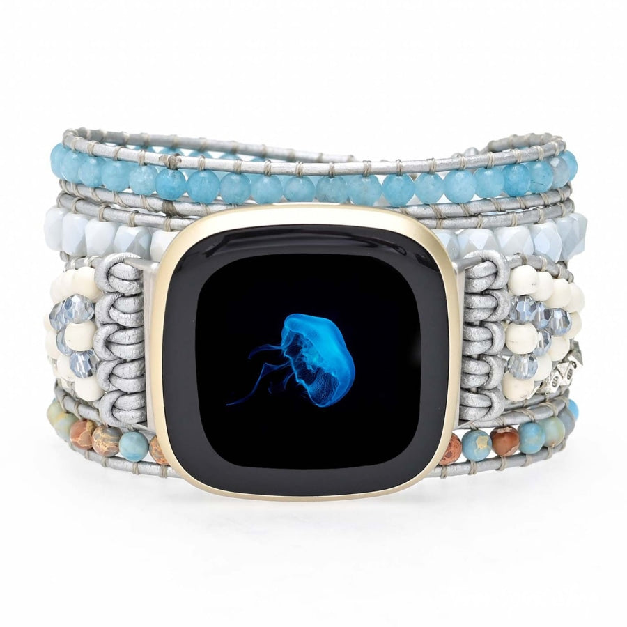 Natural King Jasper & Blue Beads Fitbit Watch Band - Free Spirit Shop