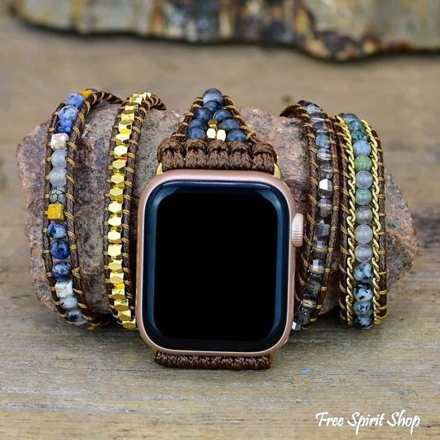 Natural Labradorite Beaded Apple Watch Band - Free Spirit Shop