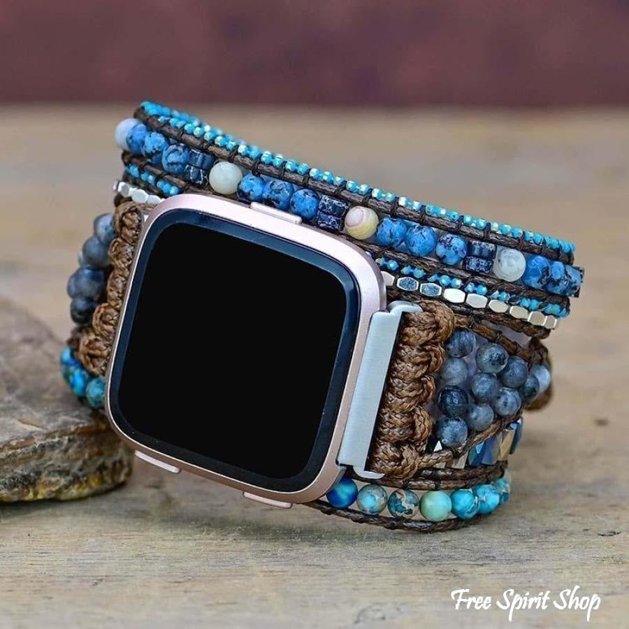Natural Labradorite & Blue Jasper Fitbit Versa Watch Band - Free Spirit Shop