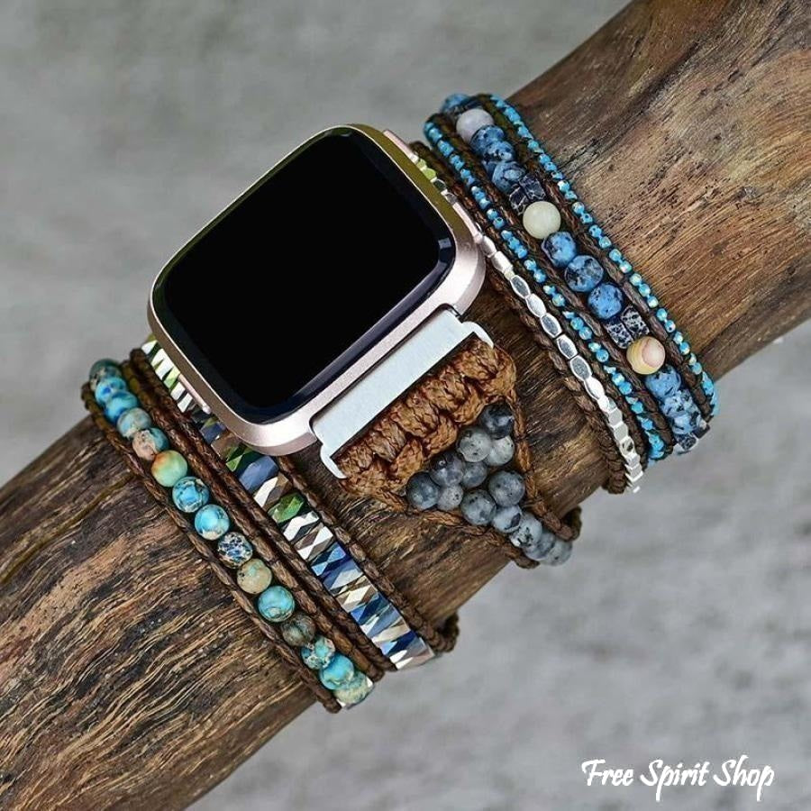 Natural Labradorite & Blue Jasper Fitbit Versa Watch Band - Free Spirit Shop