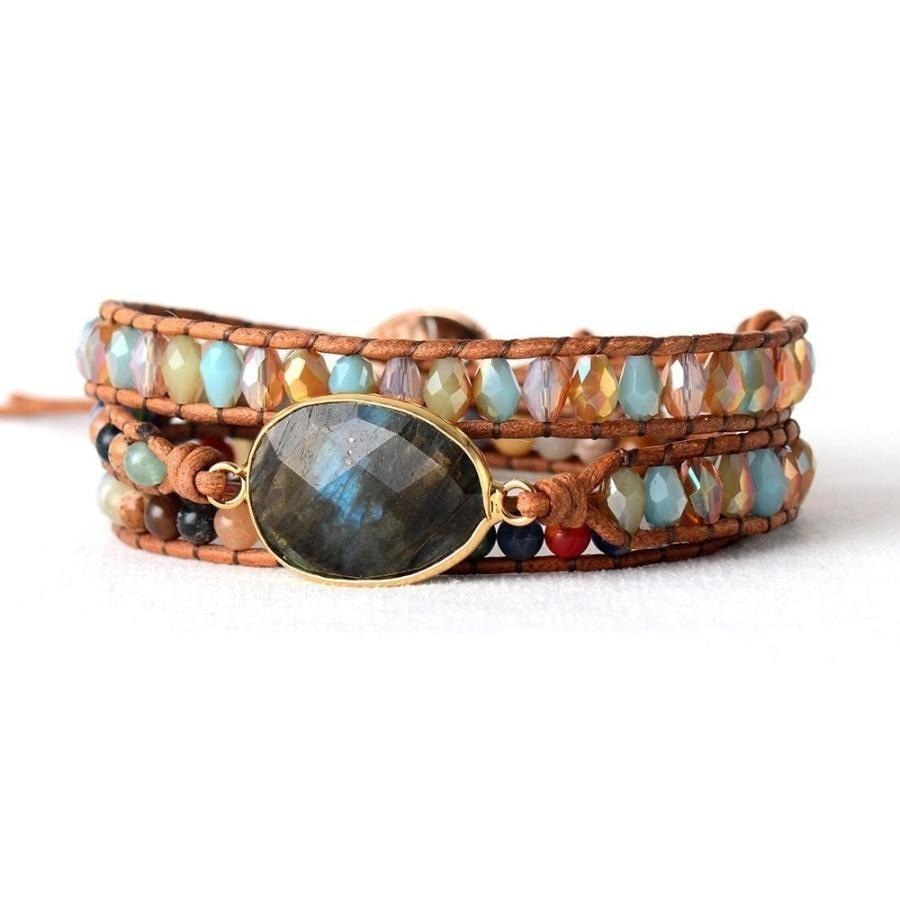 Natural Labradorite & Mix Gemstone Beads Wrap Bracelet - Free Spirit Shop