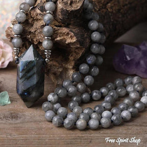 Natural Labradorite Wand-point Beaded Necklace - Free Spirit Shop