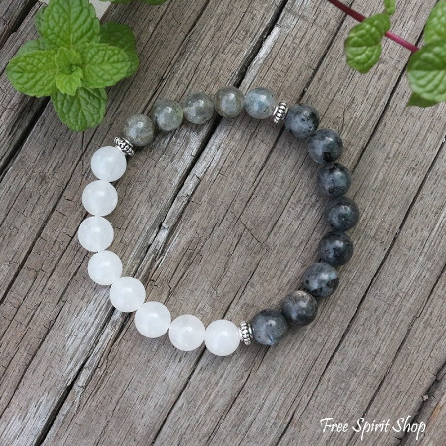 Natural Labradorite & White Stone Bead Bracelet - Free Spirit Shop