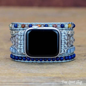 Natural Lapis Lazuli Beaded Apple Watch Band Smartwatch / Strap > Gemstone Bead