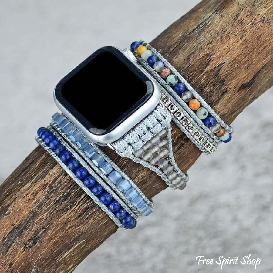 Natural Lapis Lazuli Beaded Apple Watch Band - Free Spirit Shop