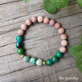 Natural Pink Sand Stone & Chrysocolla Bead Bracelet - Free Spirit Shop