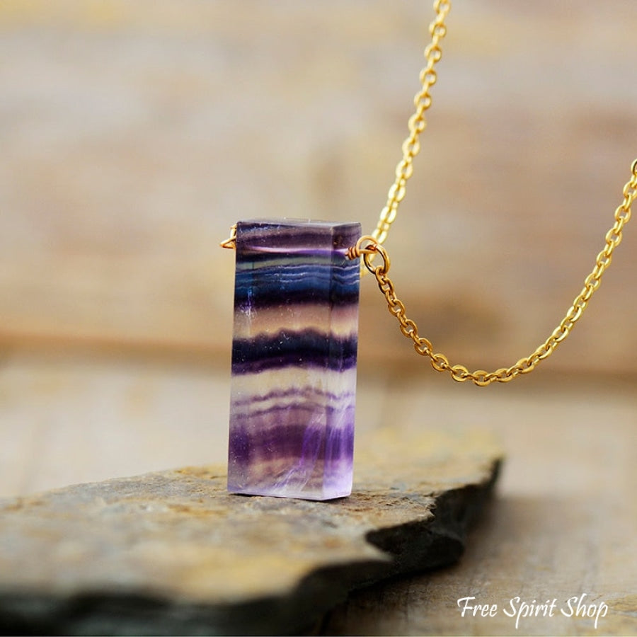 Natural Purple Fluorite Crystal Necklace - Free Spirit Shop