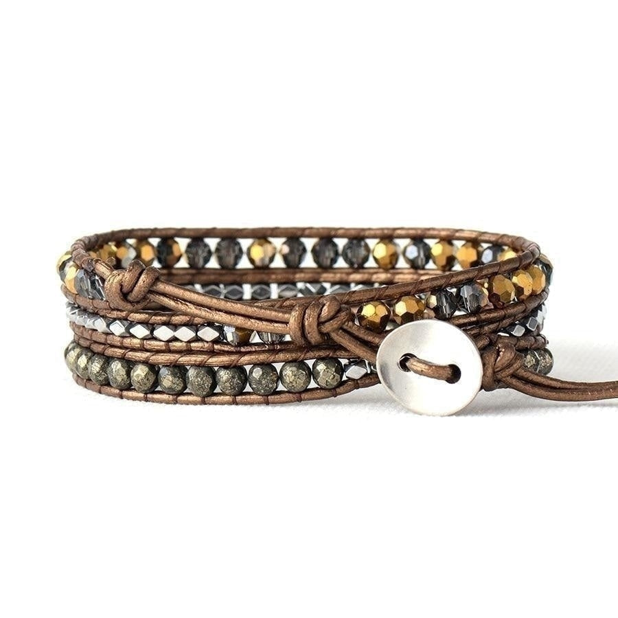 Natural Pyrite Bronze Wrap Bracelet - Free Spirit Shop