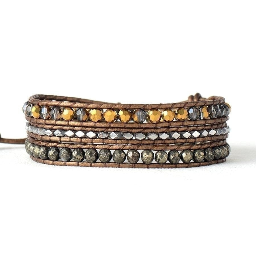 Natural Pyrite Bronze Wrap Bracelet - Free Spirit Shop