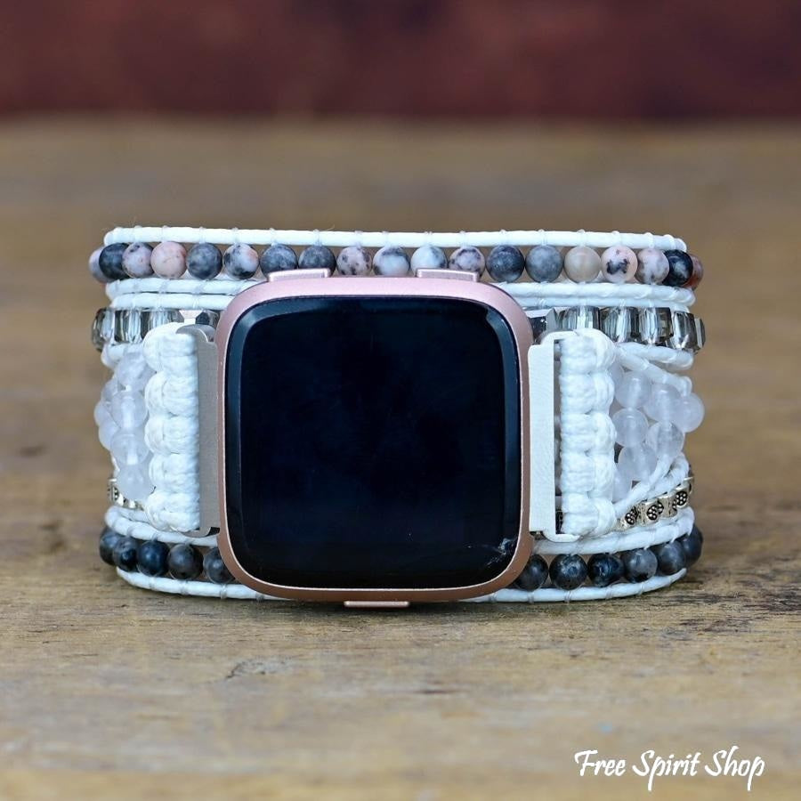 Natural Rhodonite & Labradorite Beaded Fitbit Versa Watch Band - Free Spirit Shop