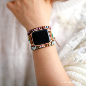 Rhodonite & Jasper Apple Watch Band, Medium: 6.3 - 7.2 inch Wrist Size / 42 - 45 mm Watch Face