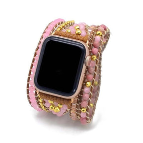 Natural Rhodonite & Rose Quartz Apple Watch Band - Free Spirit Shop