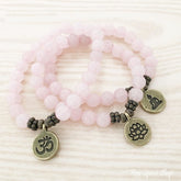Natural Rose Quartz Stone Buddha Mala Bead Bracelet - Free Spirit Shop