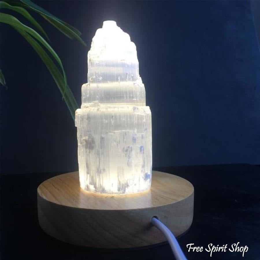 Natural Selenite Crystal Tower Lamp - Free Spirit Shop