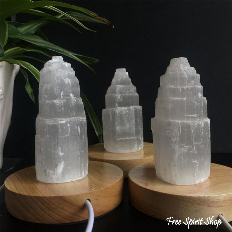 Natural Selenite Crystal Tower Lamp - Free Spirit Shop