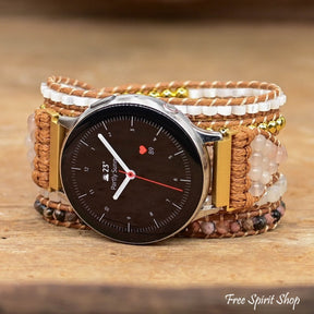 Natural Selenite Sunstone & Rhodonite Samsung Watch Band - Free Spirit Shop