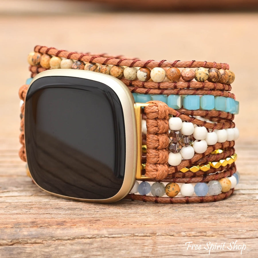 Ocean Jasper Beaded Fitbit Watch Band - Free Spirit Shop