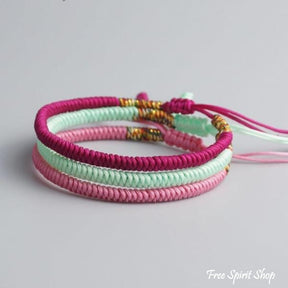 Pink & Sky Blue Buddhist Lucky Knots Bracelets - Free Spirit Shop