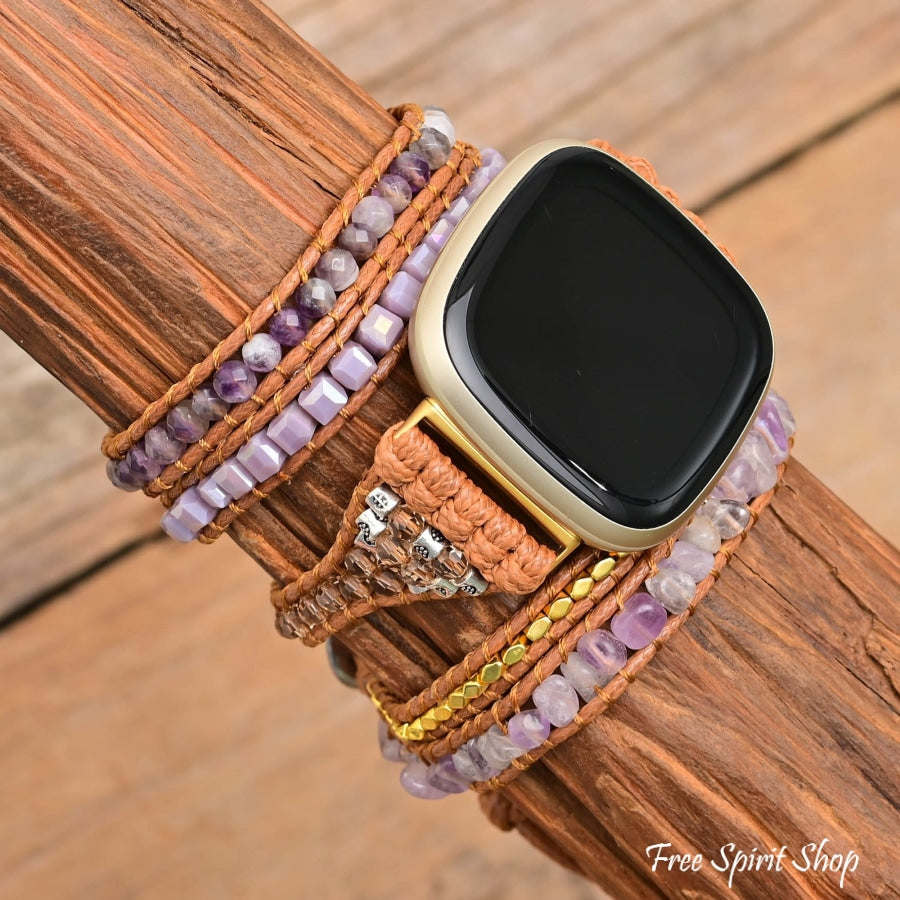 Purple Amethyst Bead Fitbit Watch Band - Free Spirit Shop