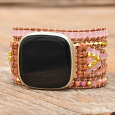 Rose Quartz & Rhodonite Bead Fitbit Watch Band - Free Spirit Shop