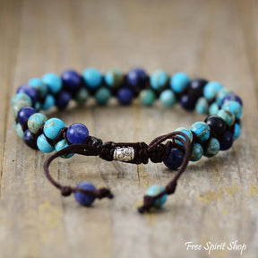 Turquoise Howlite & Blue Sodalite Braided Bracelet - Free Spirit Shop