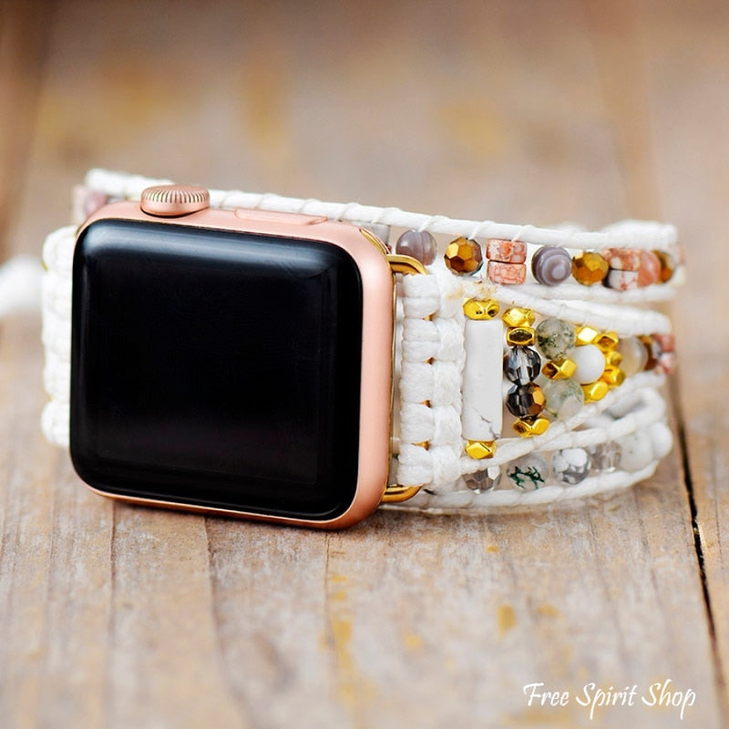 White Apple Watch Band With Mixed Beads