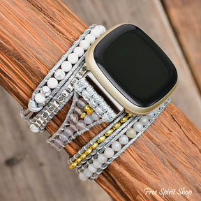 White Howlite & Gray Quartz Fitbit Watch Band - Free Spirit Shop